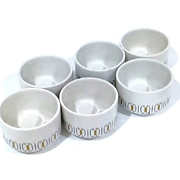 Vintage W.H. Grindlay "Lattice" Dessert Bowls White Mid Century Modern Lot of 6 - Picture 1 of 7